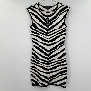 Express Women's Zebra Print Black/White Bodycon Stretchy Midi Dress Size S/P NWT